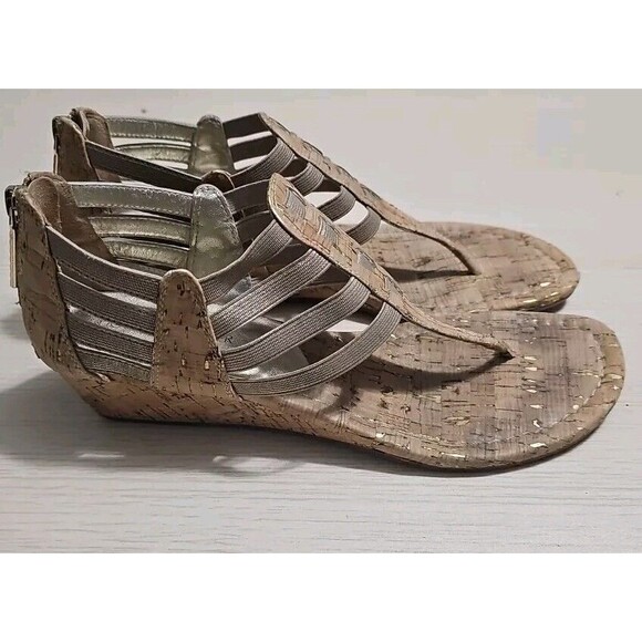 Donald Pliner Gladiator Sandals Women 7.5 M Deena Tan Cork Back Zipper U18 - Picture 5 of 8